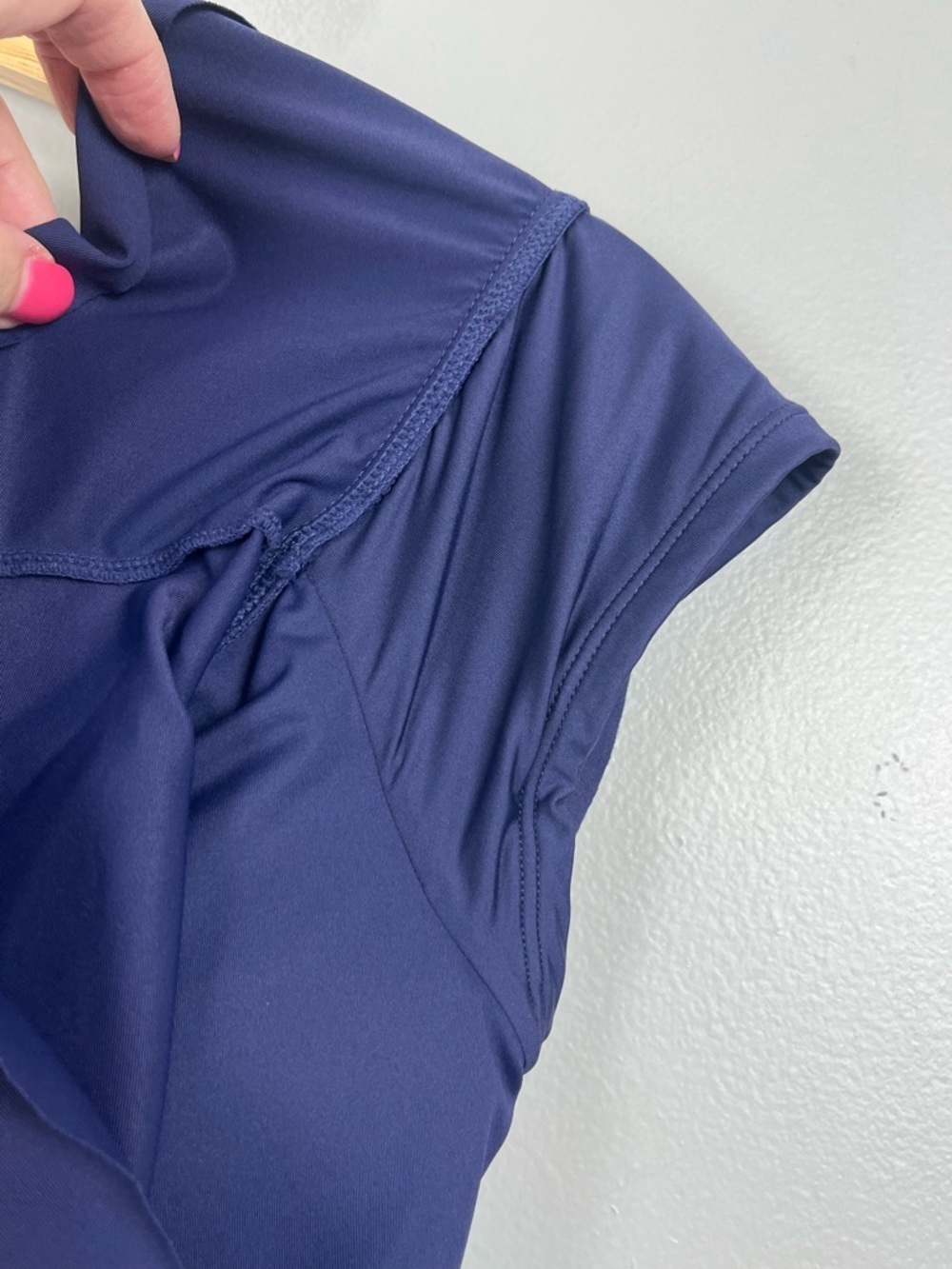 La Blanca blue Island Goddess Off Shoulder Ruffle One Piece swimsuit, US 10. - Picture 6 of 12